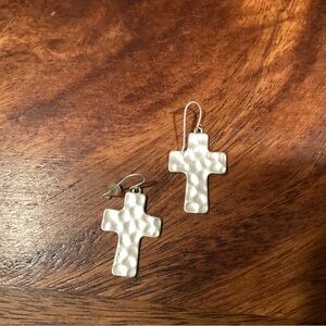 Silver Cross Dangle Earrings